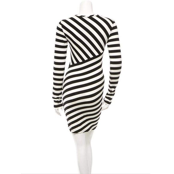 Diane Von Furstenberg Promenade Stripe Colorblock Ruched Long Sleeve Dress - Picture 2 of 14